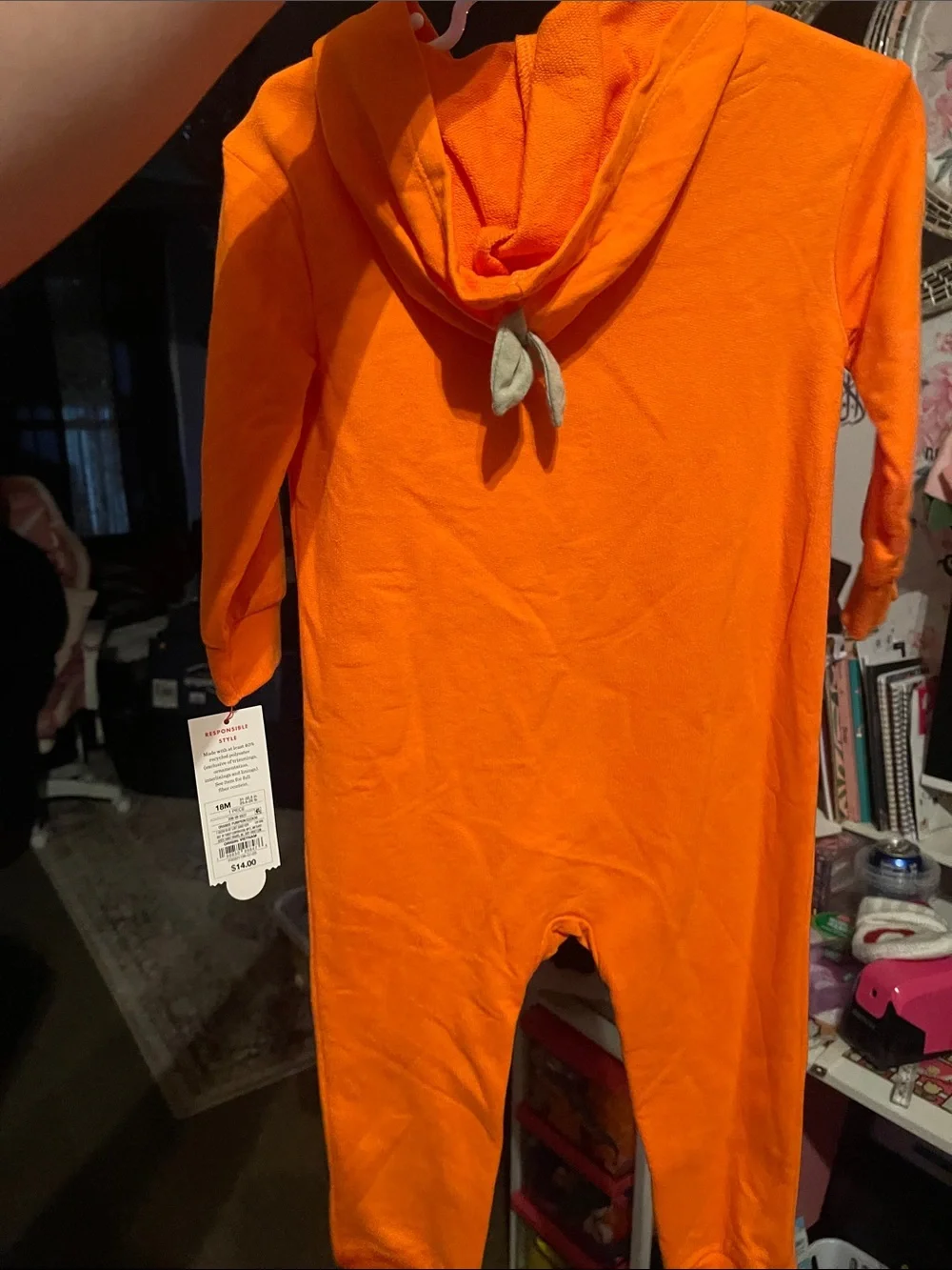 Cat & Jack Orange Halloween Hoodie Romper